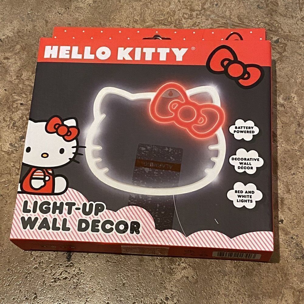 New!! HELLO KITTY Red Light-Up Wall Decor-Small
